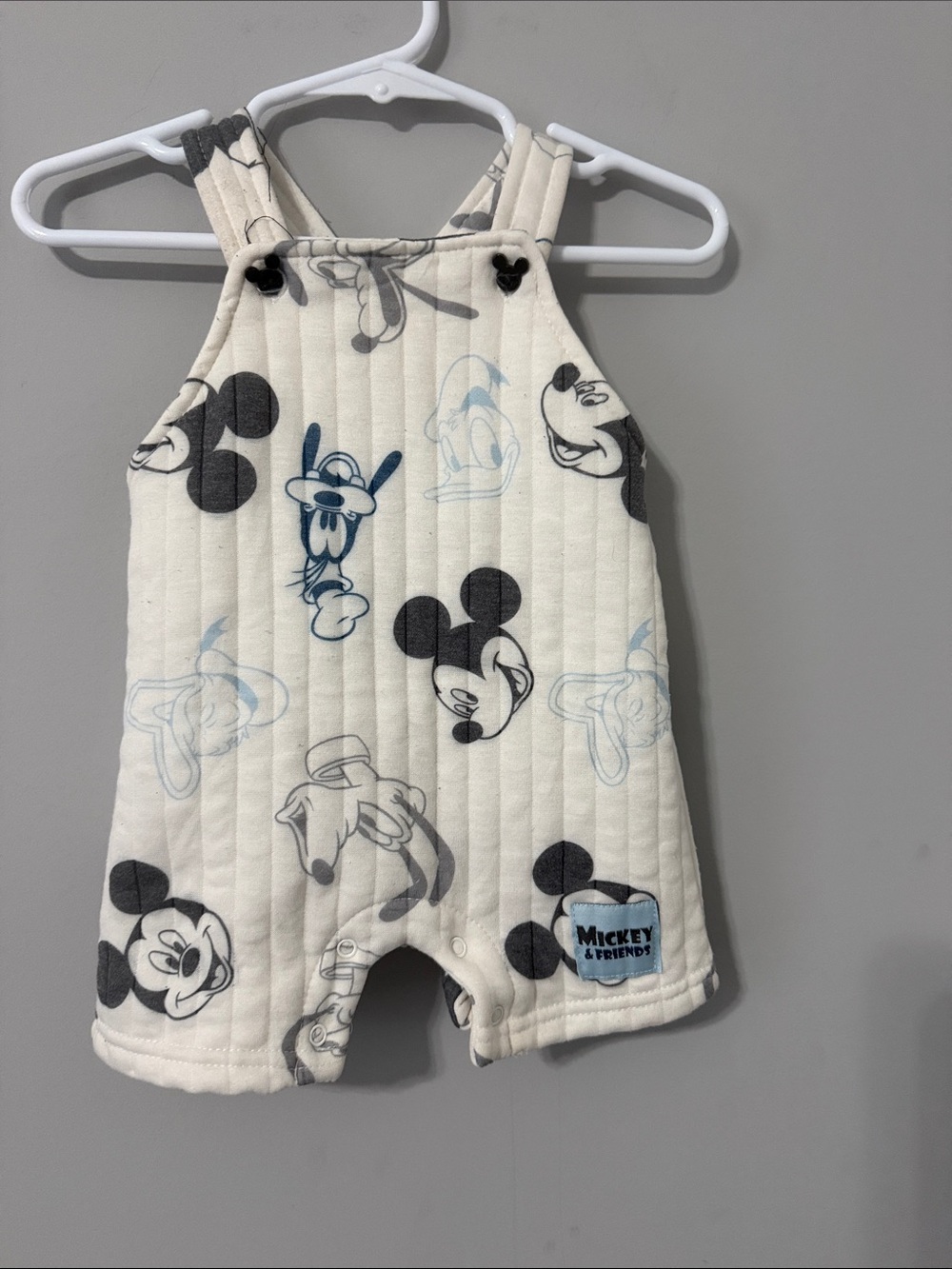 Disney Cream Quilted Mickey & Friends Romper-Size 3/6Montbs